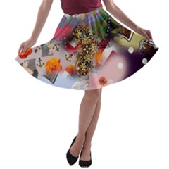 Pattern Patchwork A-line Skater Skirt by snowwhitegirl