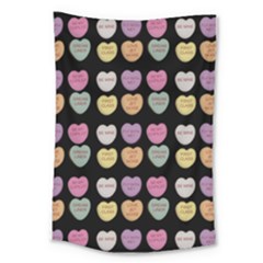 Valentine Hearts Black Large Tapestry by snowwhitegirl