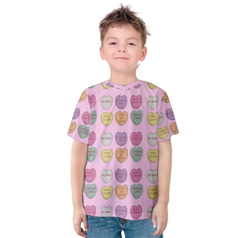 Valentine Hearts Pink Kids  Cotton Tee by snowwhitegirl