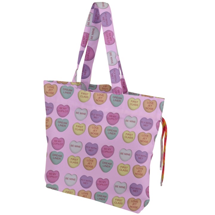 Valentine Hearts Pink Drawstring Tote Bag