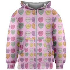 Valentine Hearts Pink Kids Zipper Hoodie Without Drawstring