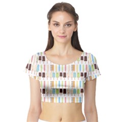 Candy Popsicles White Short Sleeve Crop Top