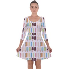 Candy Popsicles White Quarter Sleeve Skater Dress