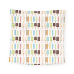 Candy Popsicles White Square Tapestry (Small)