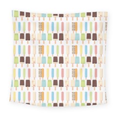 Candy Popsicles White Square Tapestry (Large)