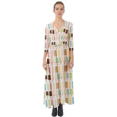 Candy Popsicles White Button Up Boho Maxi Dress