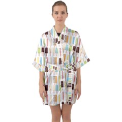 Candy Popsicles White Quarter Sleeve Kimono Robe