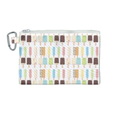 Candy Popsicles White Canvas Cosmetic Bag (Medium)