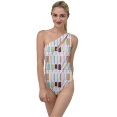 Candy Popsicles White To One Side Swimsuit