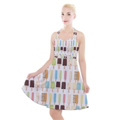 Candy Popsicles White Halter Party Swing Dress 