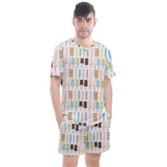 Candy Popsicles White Men s Mesh Tee and Shorts Set