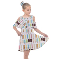 Candy Popsicles White Kids  Shoulder Cutout Chiffon Dress