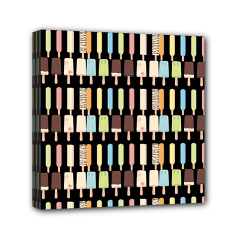 Candy Popsicles Black Mini Canvas 6  X 6  (stretched)