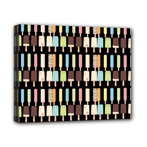 Candy Popsicles Black Canvas 10  X 8  (stretched)