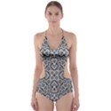 Geometric Stylized Floral Pattern Cut-Out One Piece Swimsuit View1