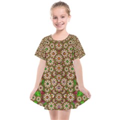 Flower Wreaths And Ornate Sweet Fauna Kids  Smock Dress by pepitasart