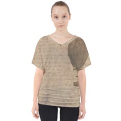 Letter Balloon V-Neck Dolman Drape Top