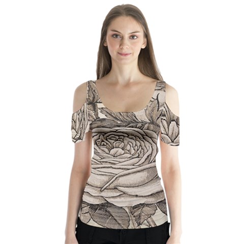 Flowers 1776630 1920 Butterfly Sleeve Cutout Tee  by vintage2030