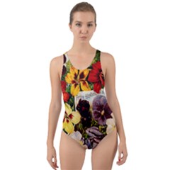 Flowers 1776534 1920 Cut-out Back One Piece Swimsuit by vintage2030