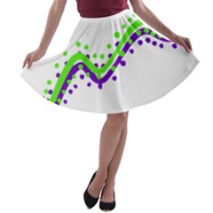 Wavy Line Design A-line Skater Skirt by dflcprints