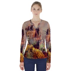 Painting 1241680 1920 V-Neck Long Sleeve Top