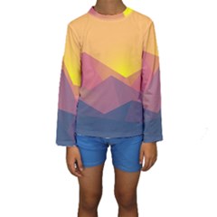 Image Sunset Landscape Graphics Kids  Long Sleeve Swimwear