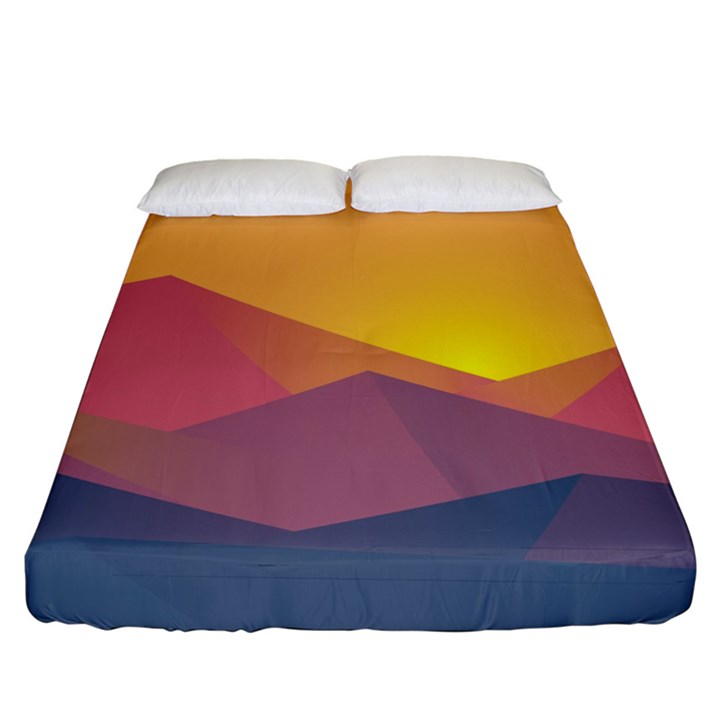 Image Sunset Landscape Graphics Fitted Sheet (California King Size)