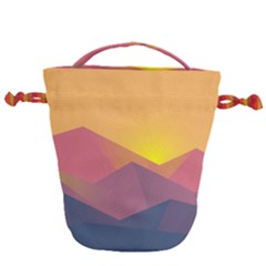 Image Sunset Landscape Graphics Drawstring Bucket Bag by Sapixe