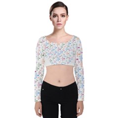 Heart Colorful Transparent Religion Velvet Long Sleeve Crop Top