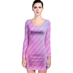 Diagonal Pink Stripe Gradient Long Sleeve Bodycon Dress