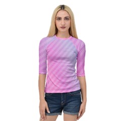 Diagonal Pink Stripe Gradient Quarter Sleeve Raglan Tee