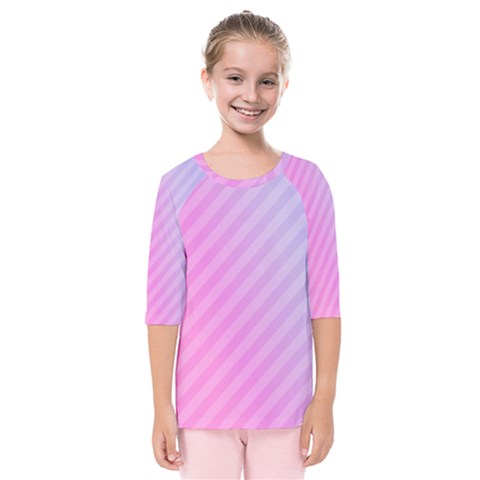 Diagonal Pink Stripe Gradient Kids  Quarter Sleeve Raglan Tee by Sapixe