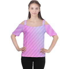 Diagonal Pink Stripe Gradient Cutout Shoulder Tee