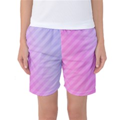 Diagonal Pink Stripe Gradient Women s Basketball Shorts