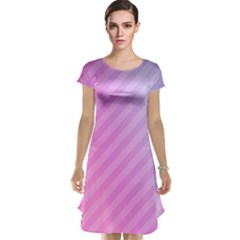 Diagonal Pink Stripe Gradient Cap Sleeve Nightdress