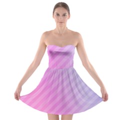 Diagonal Pink Stripe Gradient Strapless Bra Top Dress