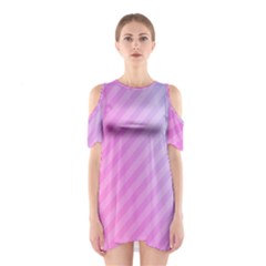 Diagonal Pink Stripe Gradient Shoulder Cutout One Piece Dress by Sapixe
