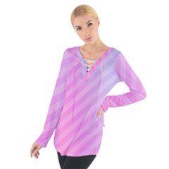 Diagonal Pink Stripe Gradient Tie Up Tee by Sapixe