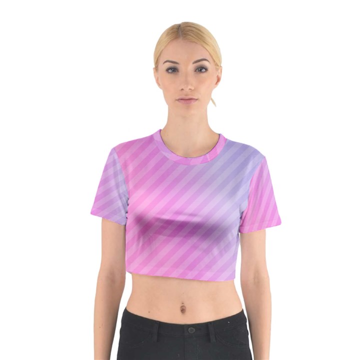 Diagonal Pink Stripe Gradient Cotton Crop Top