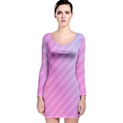 Diagonal Pink Stripe Gradient Long Sleeve Velvet Bodycon Dress