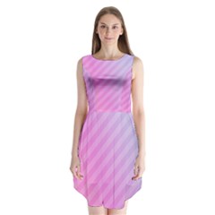 Diagonal Pink Stripe Gradient Sleeveless Chiffon Dress  