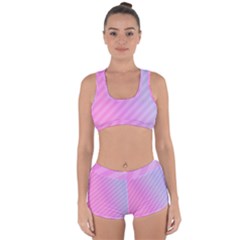 Diagonal Pink Stripe Gradient Racerback Boyleg Bikini Set