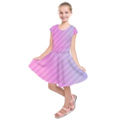 Diagonal Pink Stripe Gradient Kids  Short Sleeve Dress