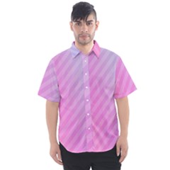 Diagonal Pink Stripe Gradient Men s Short Sleeve Shirt