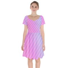 Diagonal Pink Stripe Gradient Short Sleeve Bardot Dress by Sapixe