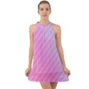 Diagonal Pink Stripe Gradient Halter Tie Back Chiffon Dress View1