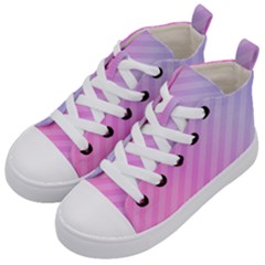 Diagonal Pink Stripe Gradient Kid s Mid-top Canvas Sneakers