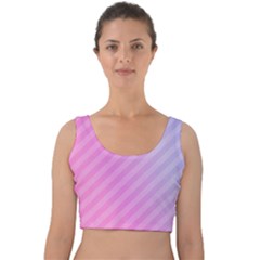 Diagonal Pink Stripe Gradient Velvet Crop Top