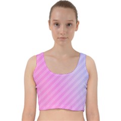 Diagonal Pink Stripe Gradient Velvet Racer Back Crop Top