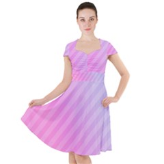 Diagonal Pink Stripe Gradient Cap Sleeve Midi Dress